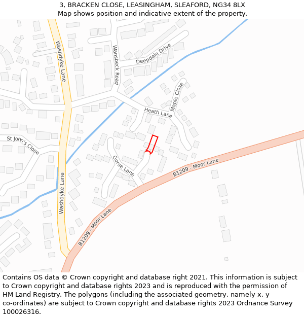 3, BRACKEN CLOSE, LEASINGHAM, SLEAFORD, NG34 8LX: Location map and indicative extent of plot