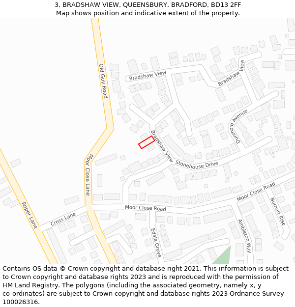 3, BRADSHAW VIEW, QUEENSBURY, BRADFORD, BD13 2FF: Location map and indicative extent of plot