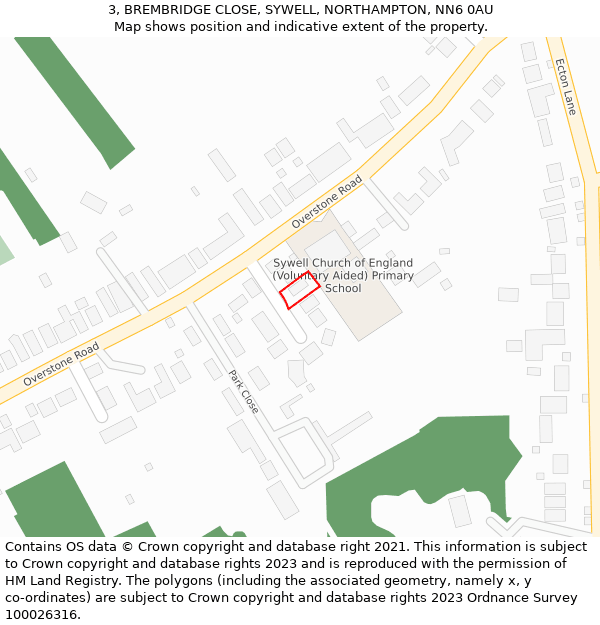 3, BREMBRIDGE CLOSE, SYWELL, NORTHAMPTON, NN6 0AU: Location map and indicative extent of plot