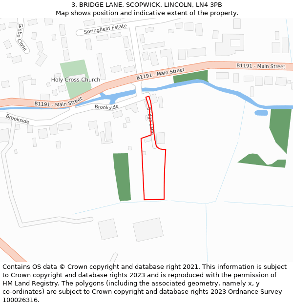 3, BRIDGE LANE, SCOPWICK, LINCOLN, LN4 3PB: Location map and indicative extent of plot
