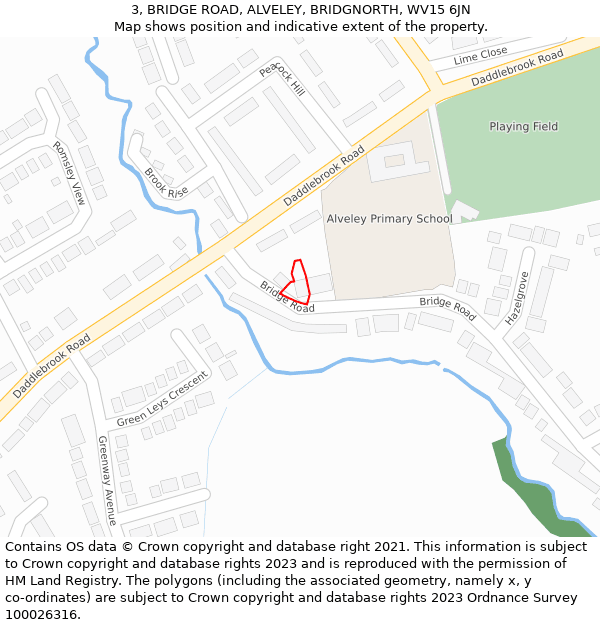 3, BRIDGE ROAD, ALVELEY, BRIDGNORTH, WV15 6JN: Location map and indicative extent of plot