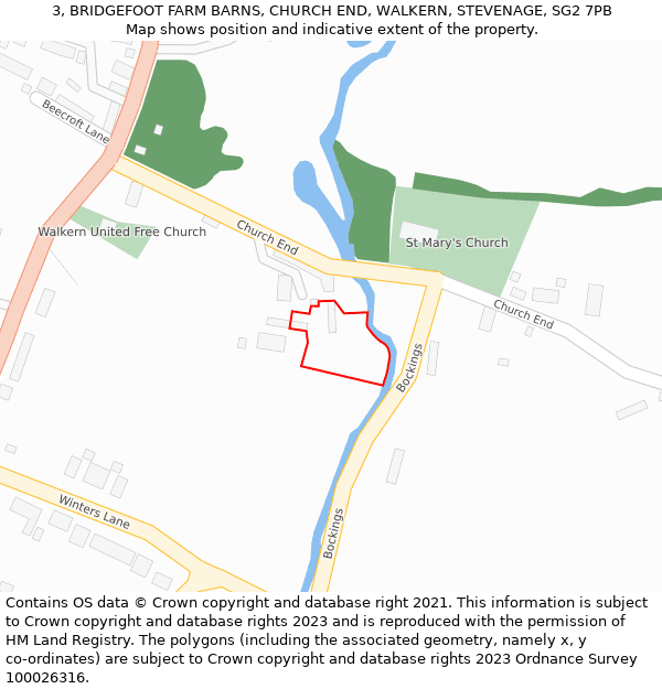 3, BRIDGEFOOT FARM BARNS, CHURCH END, WALKERN, STEVENAGE, SG2 7PB: Location map and indicative extent of plot