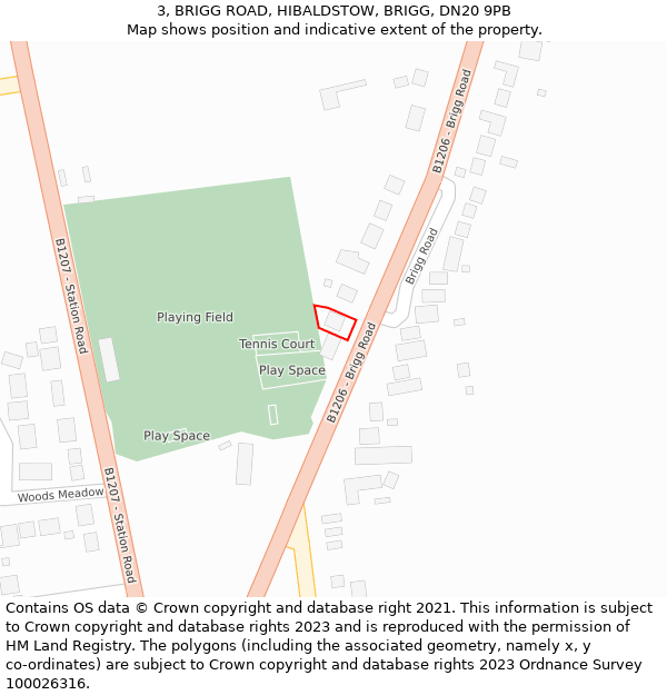 3, BRIGG ROAD, HIBALDSTOW, BRIGG, DN20 9PB: Location map and indicative extent of plot