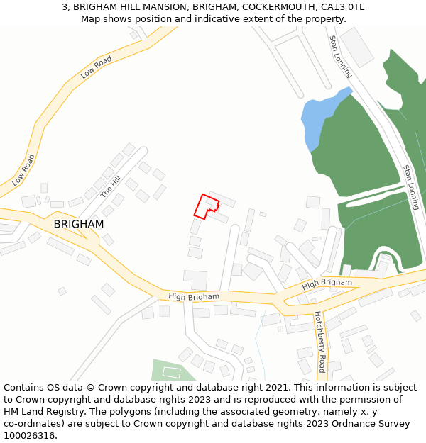 3, BRIGHAM HILL MANSION, BRIGHAM, COCKERMOUTH, CA13 0TL: Location map and indicative extent of plot