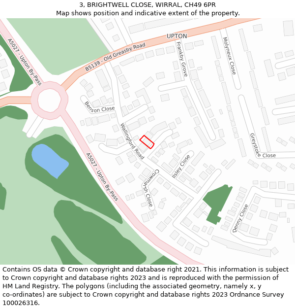 3, BRIGHTWELL CLOSE, WIRRAL, CH49 6PR: Location map and indicative extent of plot