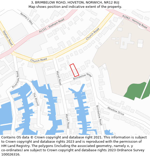 3, BRIMBELOW ROAD, HOVETON, NORWICH, NR12 8UJ: Location map and indicative extent of plot