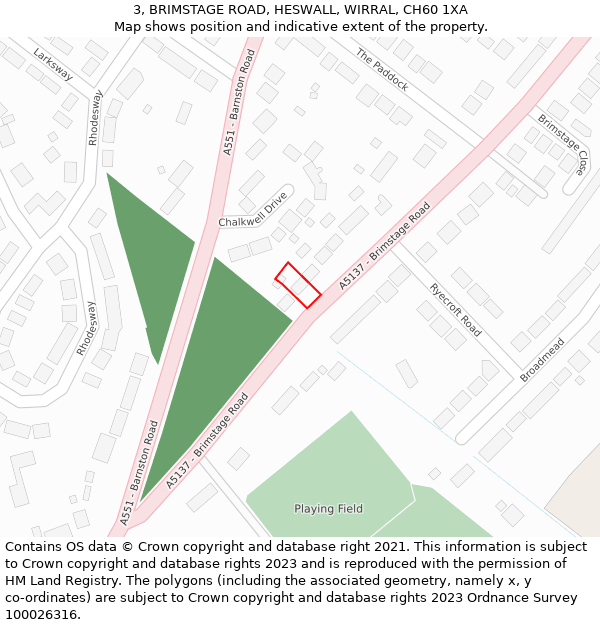 3, BRIMSTAGE ROAD, HESWALL, WIRRAL, CH60 1XA: Location map and indicative extent of plot