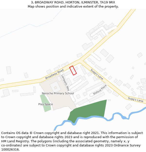 3, BROADWAY ROAD, HORTON, ILMINSTER, TA19 9RX: Location map and indicative extent of plot