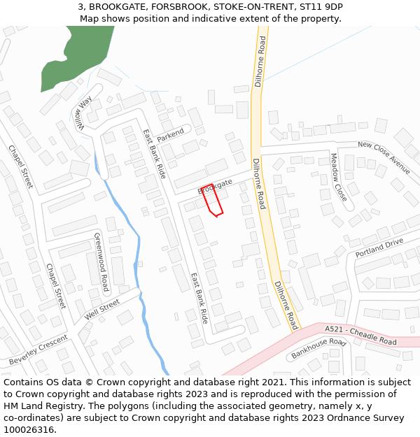 3, BROOKGATE, FORSBROOK, STOKE-ON-TRENT, ST11 9DP: Location map and indicative extent of plot