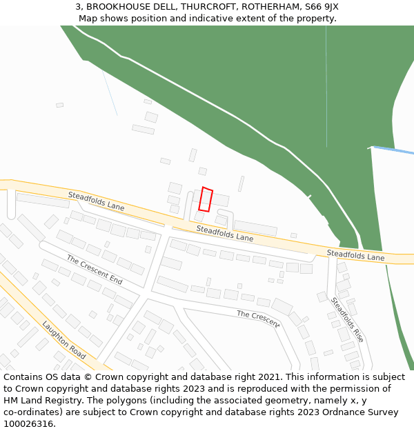 3, BROOKHOUSE DELL, THURCROFT, ROTHERHAM, S66 9JX: Location map and indicative extent of plot