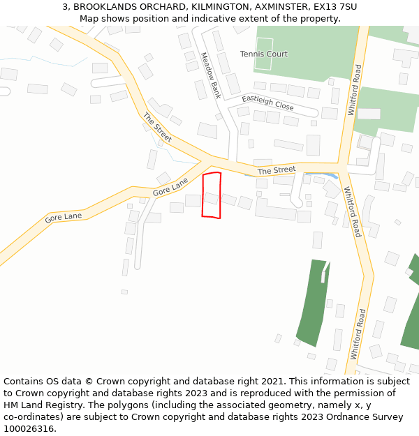 3, BROOKLANDS ORCHARD, KILMINGTON, AXMINSTER, EX13 7SU: Location map and indicative extent of plot