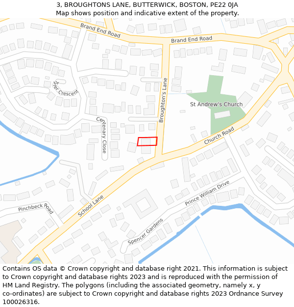 3, BROUGHTONS LANE, BUTTERWICK, BOSTON, PE22 0JA: Location map and indicative extent of plot