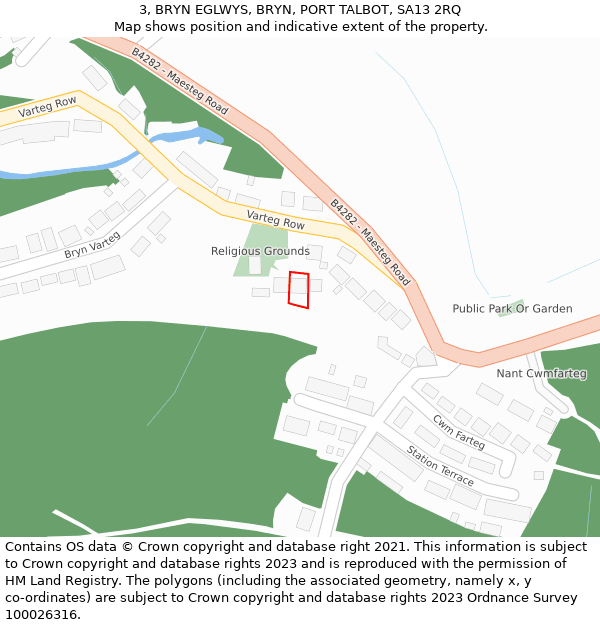 3, BRYN EGLWYS, BRYN, PORT TALBOT, SA13 2RQ: Location map and indicative extent of plot