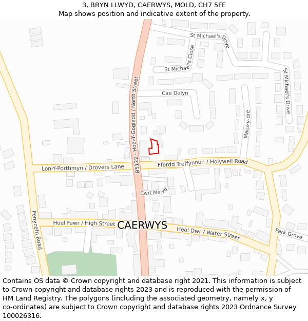 3, BRYN LLWYD, CAERWYS, MOLD, CH7 5FE: Location map and indicative extent of plot