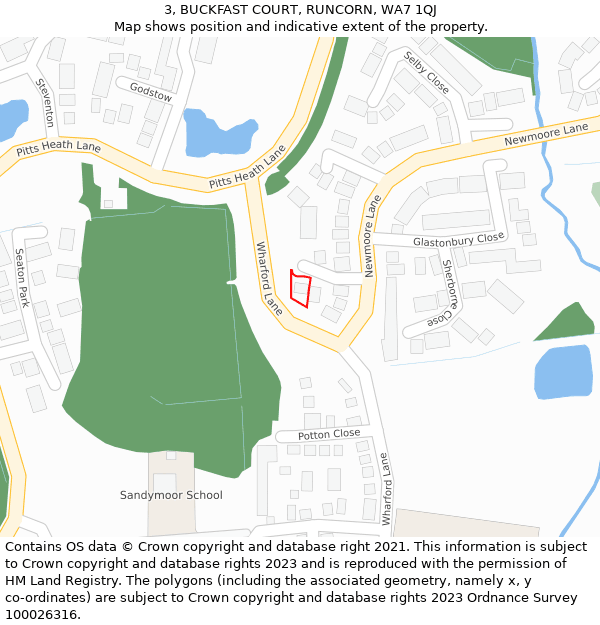 3, BUCKFAST COURT, RUNCORN, WA7 1QJ: Location map and indicative extent of plot