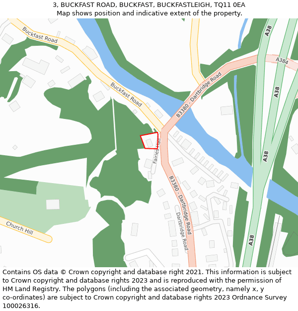 3, BUCKFAST ROAD, BUCKFAST, BUCKFASTLEIGH, TQ11 0EA: Location map and indicative extent of plot