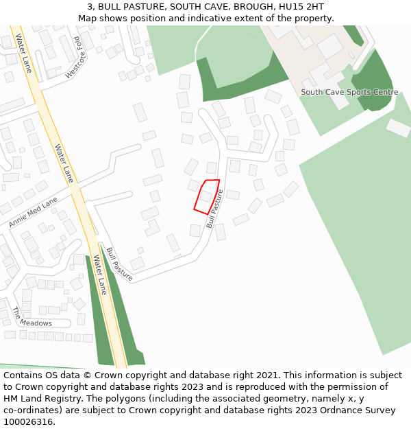 3, BULL PASTURE, SOUTH CAVE, BROUGH, HU15 2HT: Location map and indicative extent of plot