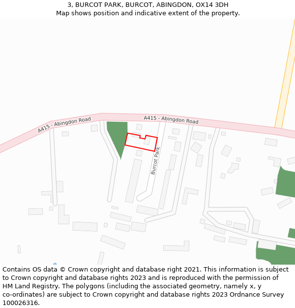 3, BURCOT PARK, BURCOT, ABINGDON, OX14 3DH: Location map and indicative extent of plot