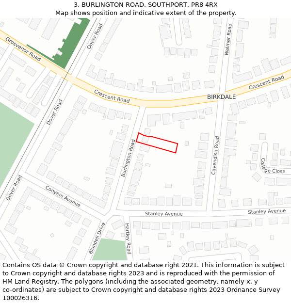 3, BURLINGTON ROAD, SOUTHPORT, PR8 4RX: Location map and indicative extent of plot