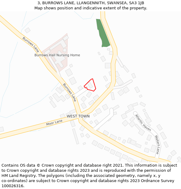 3, BURROWS LANE, LLANGENNITH, SWANSEA, SA3 1JB: Location map and indicative extent of plot