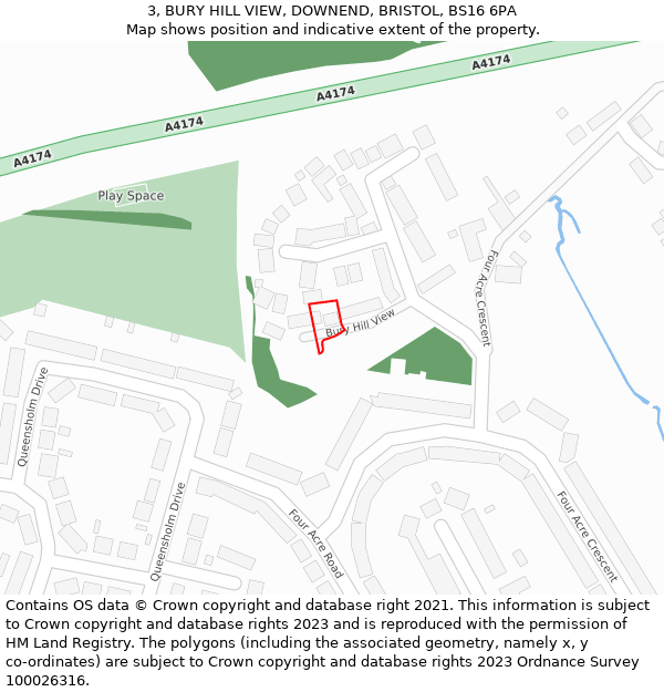 3, BURY HILL VIEW, DOWNEND, BRISTOL, BS16 6PA: Location map and indicative extent of plot