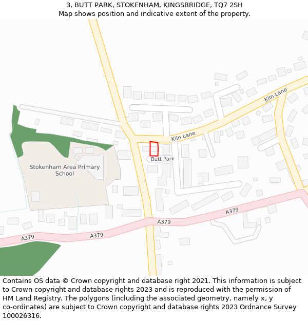 3, BUTT PARK, STOKENHAM, KINGSBRIDGE, TQ7 2SH: Location map and indicative extent of plot
