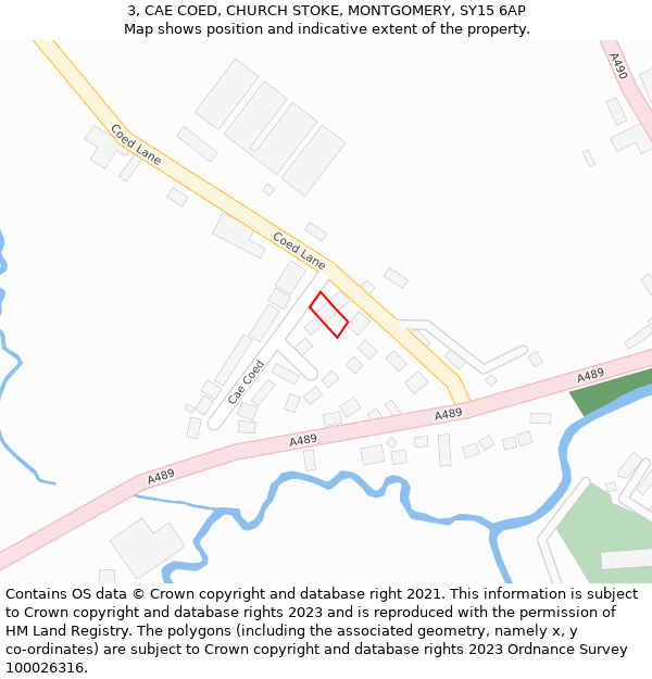 3, CAE COED, CHURCH STOKE, MONTGOMERY, SY15 6AP: Location map and indicative extent of plot