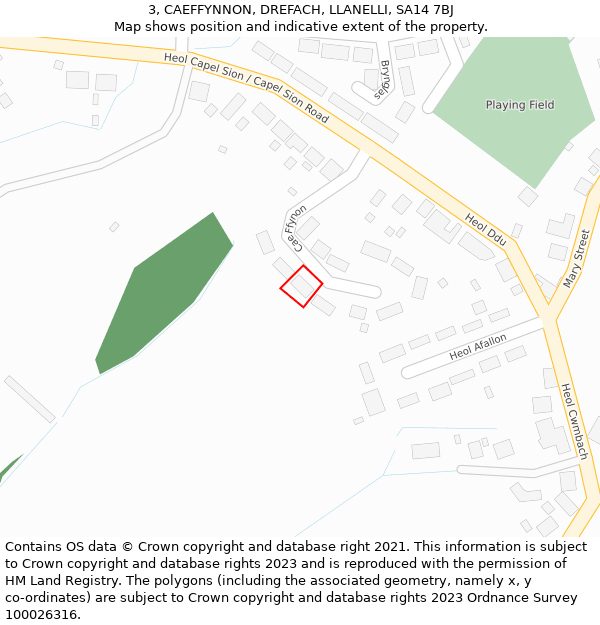 3, CAEFFYNNON, DREFACH, LLANELLI, SA14 7BJ: Location map and indicative extent of plot