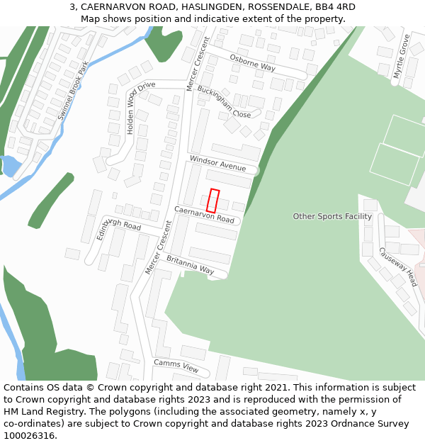 3, CAERNARVON ROAD, HASLINGDEN, ROSSENDALE, BB4 4RD: Location map and indicative extent of plot