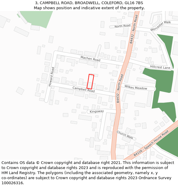 3, CAMPBELL ROAD, BROADWELL, COLEFORD, GL16 7BS: Location map and indicative extent of plot