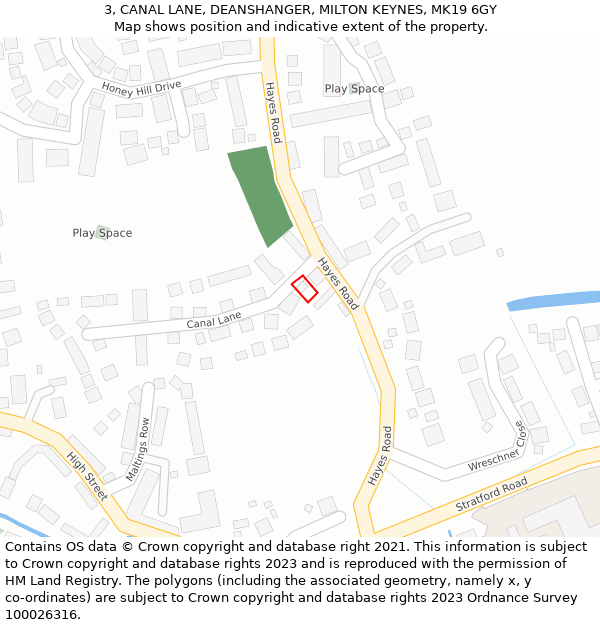 3, CANAL LANE, DEANSHANGER, MILTON KEYNES, MK19 6GY: Location map and indicative extent of plot