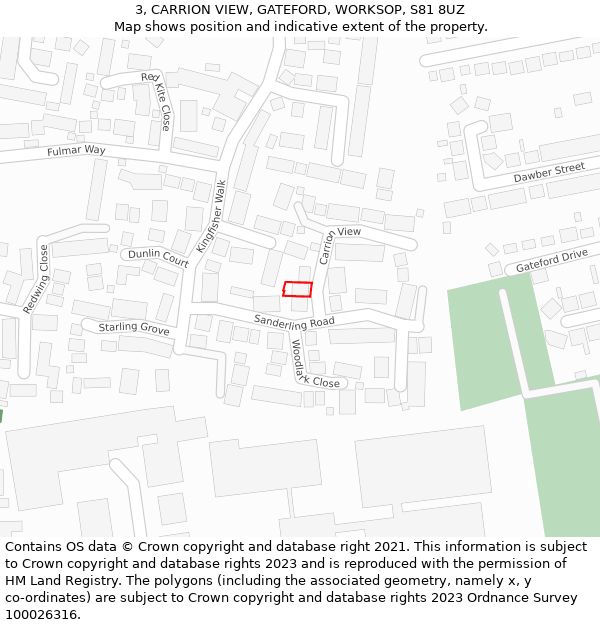 3, CARRION VIEW, GATEFORD, WORKSOP, S81 8UZ: Location map and indicative extent of plot