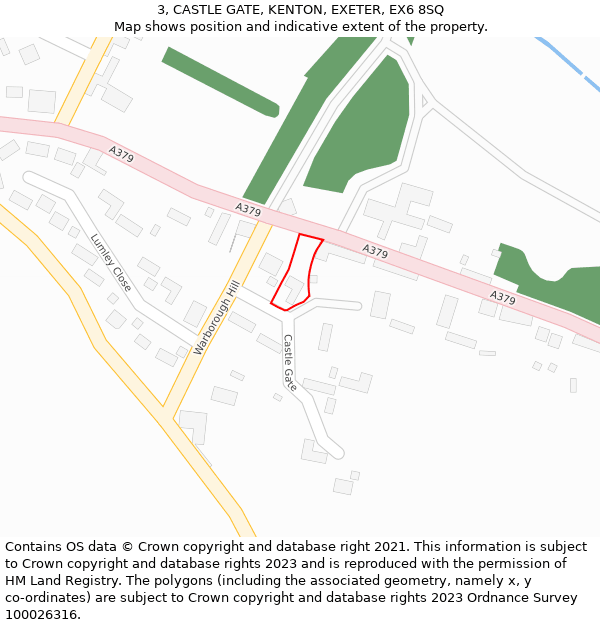 3, CASTLE GATE, KENTON, EXETER, EX6 8SQ: Location map and indicative extent of plot