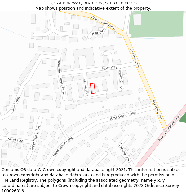 3, CATTON WAY, BRAYTON, SELBY, YO8 9TG: Location map and indicative extent of plot