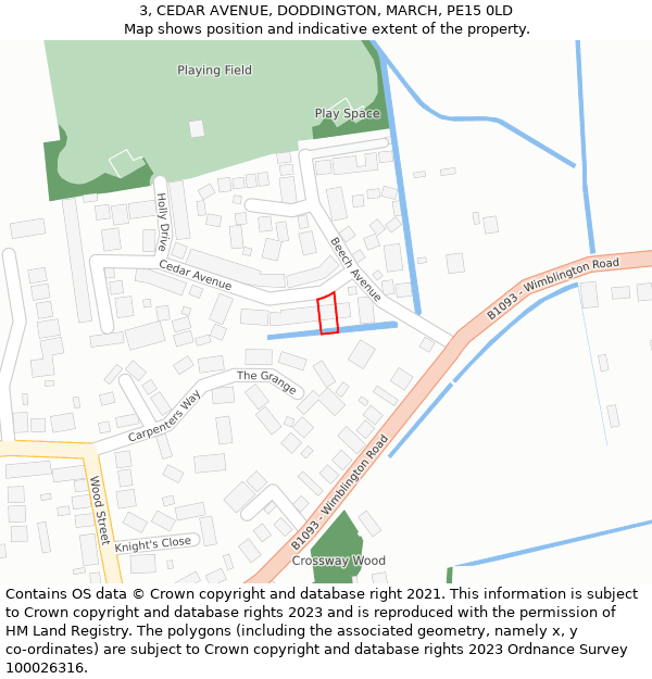 3, CEDAR AVENUE, DODDINGTON, MARCH, PE15 0LD: Location map and indicative extent of plot