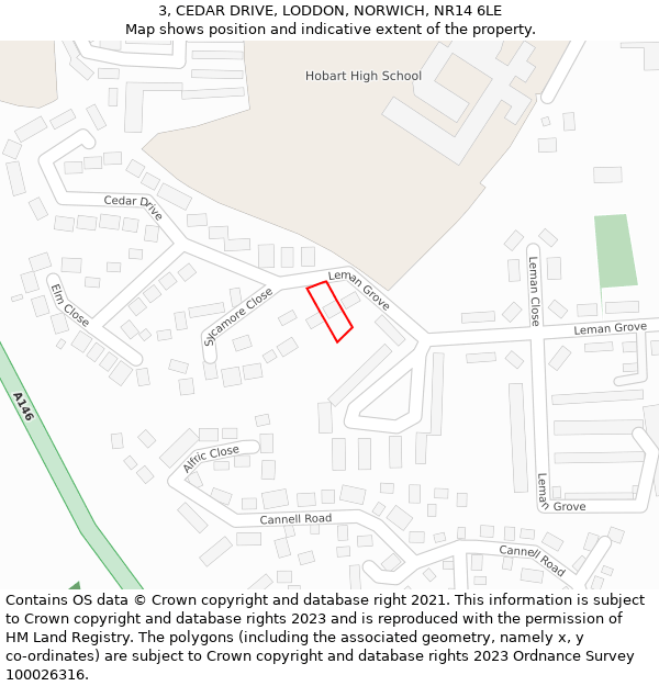 3, CEDAR DRIVE, LODDON, NORWICH, NR14 6LE: Location map and indicative extent of plot