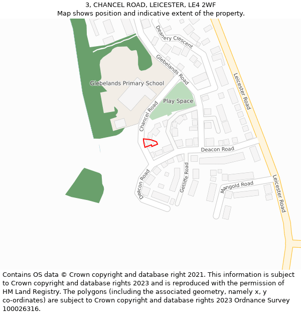3, CHANCEL ROAD, LEICESTER, LE4 2WF: Location map and indicative extent of plot