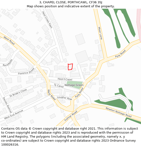 3, CHAPEL CLOSE, PORTHCAWL, CF36 3SJ: Location map and indicative extent of plot