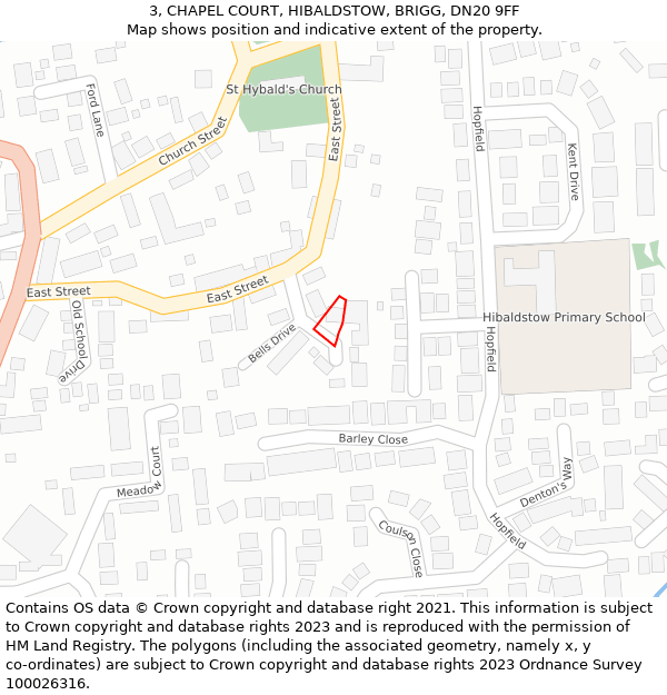 3, CHAPEL COURT, HIBALDSTOW, BRIGG, DN20 9FF: Location map and indicative extent of plot