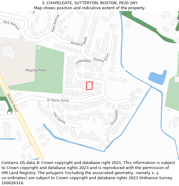 3, CHAPELGATE, SUTTERTON, BOSTON, PE20 2NY: Location map and indicative extent of plot