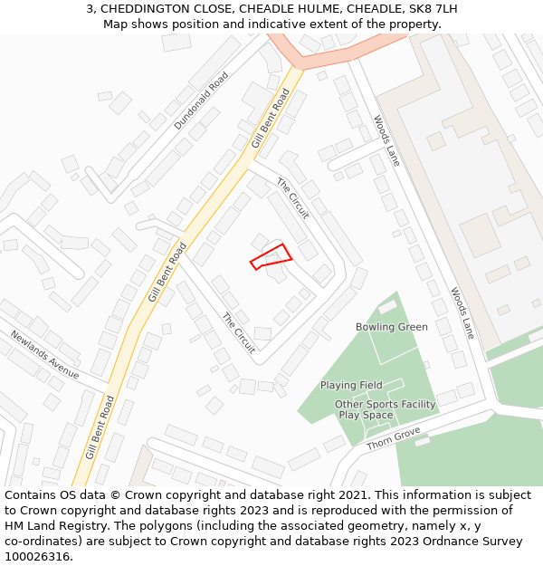 3, CHEDDINGTON CLOSE, CHEADLE HULME, CHEADLE, SK8 7LH: Location map and indicative extent of plot