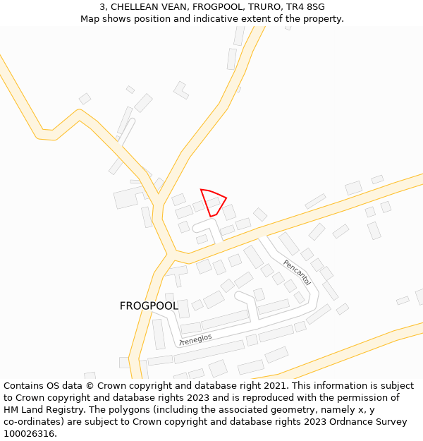 3, CHELLEAN VEAN, FROGPOOL, TRURO, TR4 8SG: Location map and indicative extent of plot