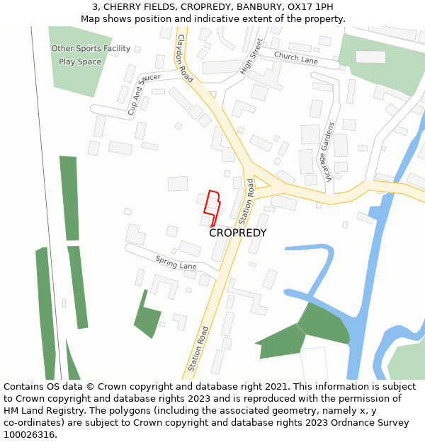 3, CHERRY FIELDS, CROPREDY, BANBURY, OX17 1PH: Location map and indicative extent of plot