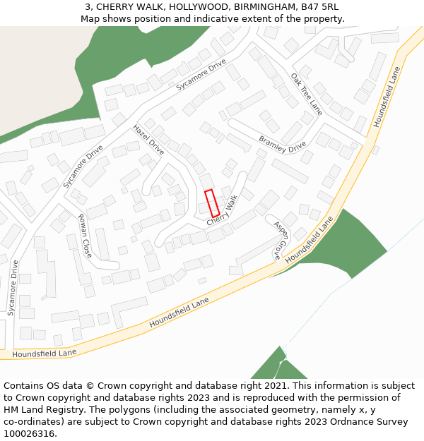 3, CHERRY WALK, HOLLYWOOD, BIRMINGHAM, B47 5RL: Location map and indicative extent of plot