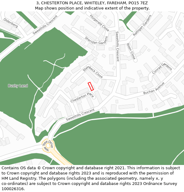 3, CHESTERTON PLACE, WHITELEY, FAREHAM, PO15 7EZ: Location map and indicative extent of plot