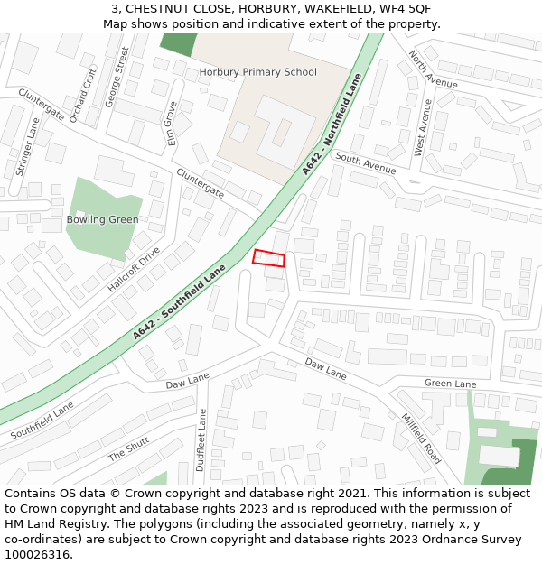 3, CHESTNUT CLOSE, HORBURY, WAKEFIELD, WF4 5QF: Location map and indicative extent of plot