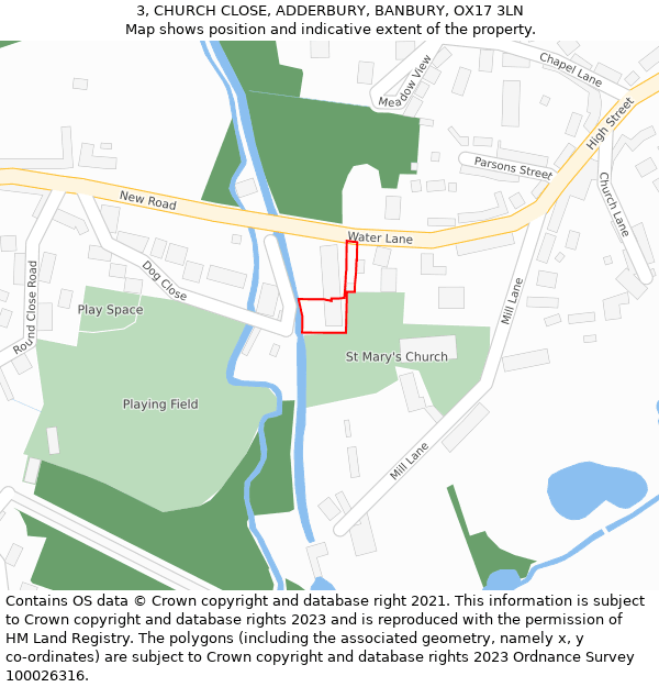 3, CHURCH CLOSE, ADDERBURY, BANBURY, OX17 3LN: Location map and indicative extent of plot