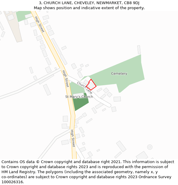 3, CHURCH LANE, CHEVELEY, NEWMARKET, CB8 9DJ: Location map and indicative extent of plot