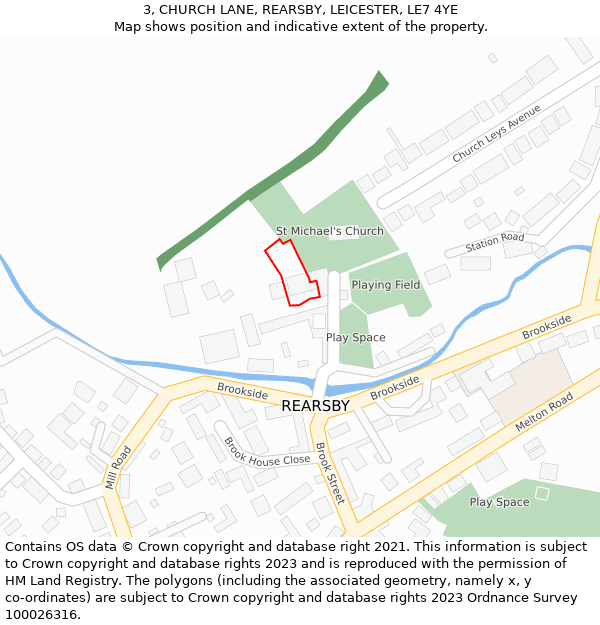 3, CHURCH LANE, REARSBY, LEICESTER, LE7 4YE: Location map and indicative extent of plot