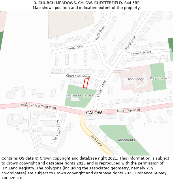 3, CHURCH MEADOWS, CALOW, CHESTERFIELD, S44 5BP: Location map and indicative extent of plot